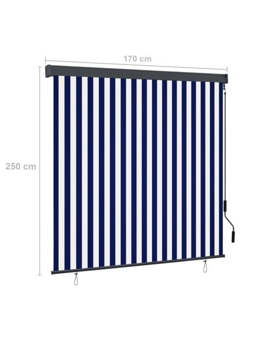 Ulkorullaverho 170x250 cm sininen ja valkoinen
