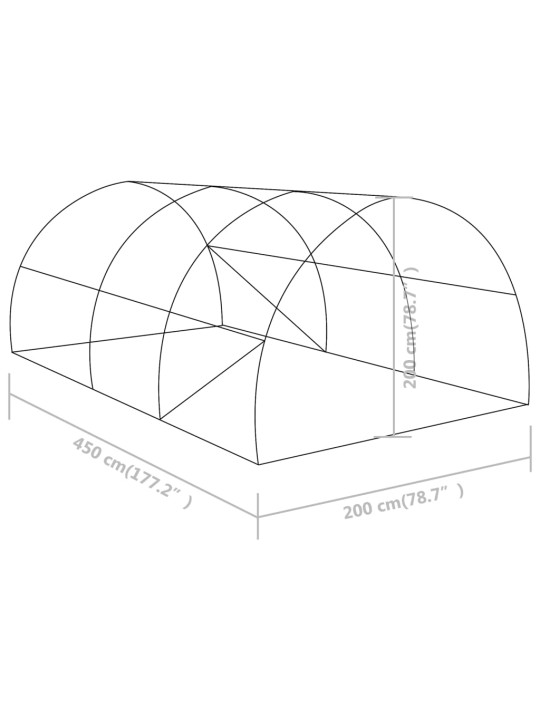 Kasvihuone 9 m² 4,5x2x2 m