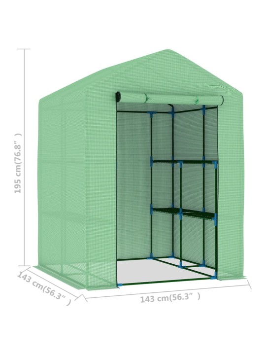 Kasvihuone hyllyillä teräs 143x143x195 cm