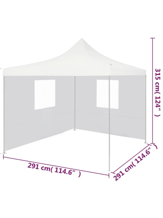 Kokoontaittuva juhlateltta 2 sivuseinää 3x3 m teräs valkoinen