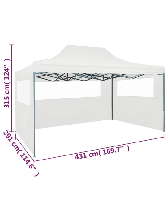 Kokoontaitettava juhlateltta 3 sivuseinää 3x4,5 m valkoinen