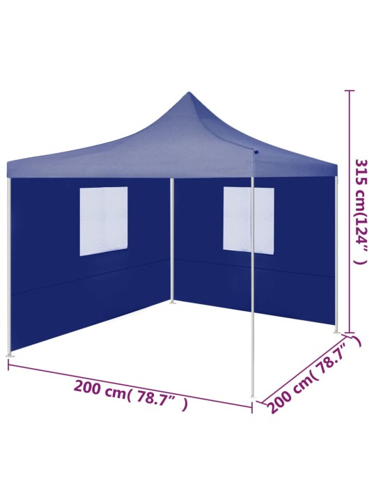 Kokoontaittuva juhlateltta 2 sivuseinää 2x2 m teräs sininen