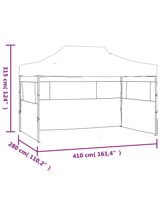 Kokoontaittuva juhlateltta 3 sivuseinää 3x4 m teräs sininen