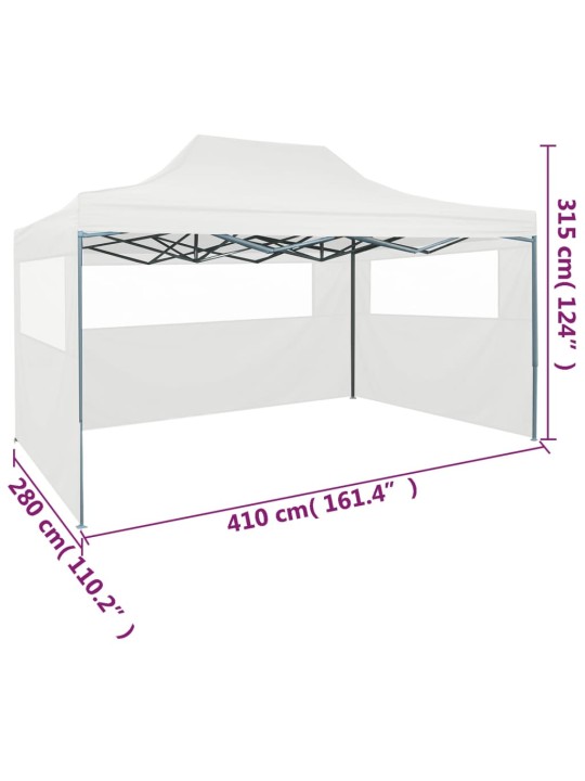 Kokoontaittuva juhlateltta 3 sivuseinää 3x4 m teräs valkoinen