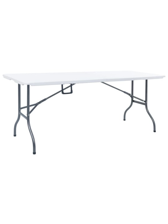 Kokoontaittuva puutarhapöytä valkoinen 180x72x72 cm hdpe