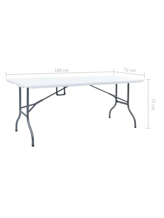 Kokoontaittuva puutarhapöytä valkoinen 180x72x72 cm hdpe