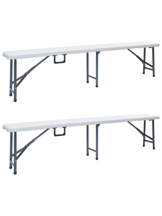 Kokoontaitettavat puutarhapenkit 2 kpl 180 cm hdpe valkoinen