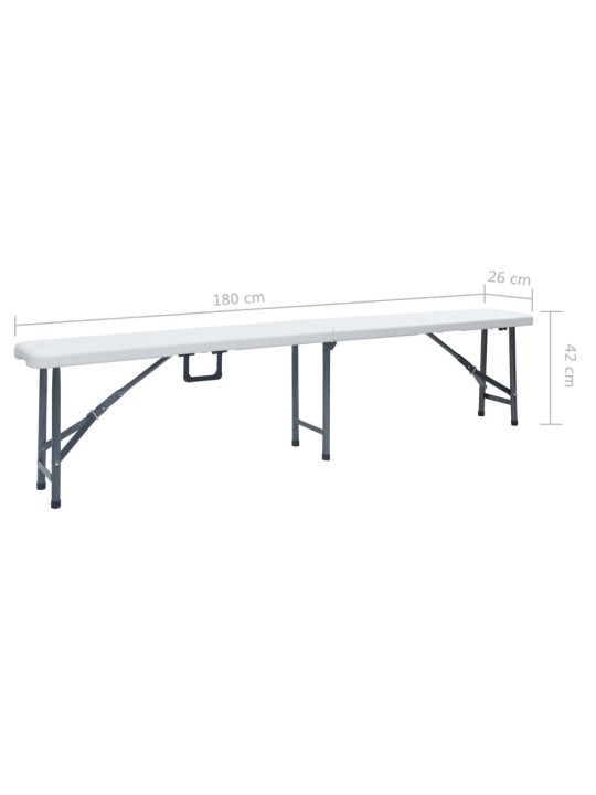 Kokoontaitettavat puutarhapenkit 2 kpl 180 cm hdpe valkoinen