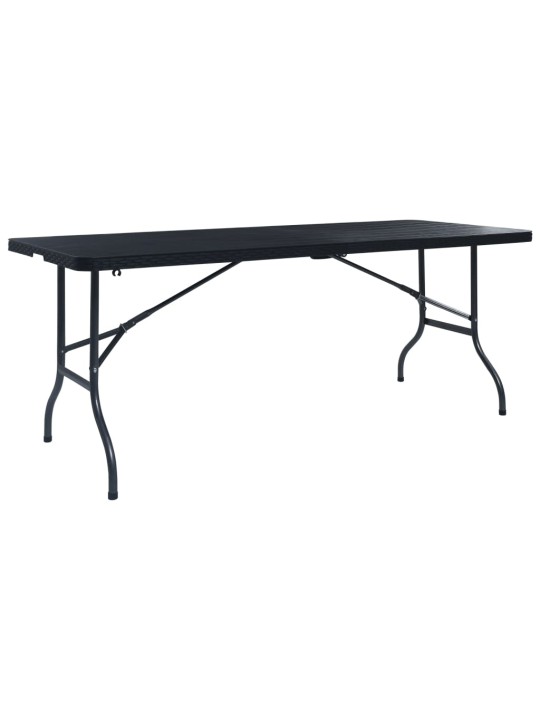 Kokoontaittuva puutarhapöytä musta 180x75x72 cm hdpe