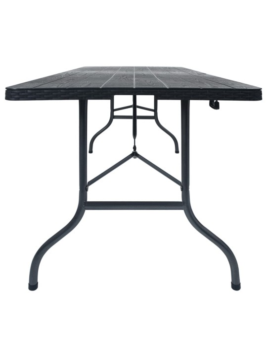 Kokoontaittuva puutarhapöytä musta 180x75x72 cm hdpe