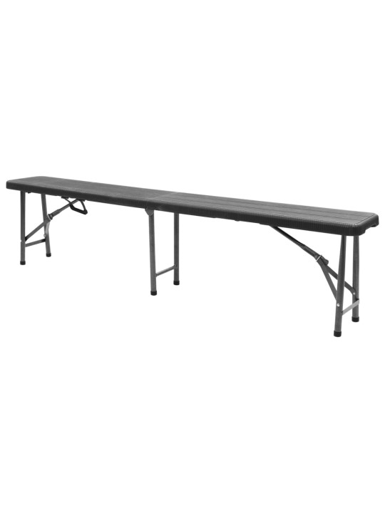 Kokoontaitettavat puutarhapenkit 2 kpl 180 cm hdpe musta