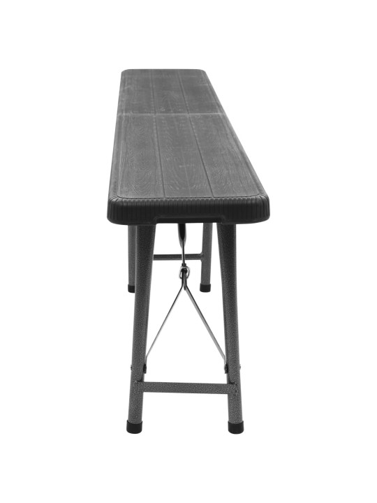 Kokoontaitettavat puutarhapenkit 2 kpl 180 cm hdpe musta