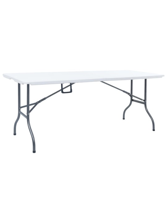 Kokoontaittuva ulkopöytä 2 penkkiä 180cm teräs & hdpe valkoinen