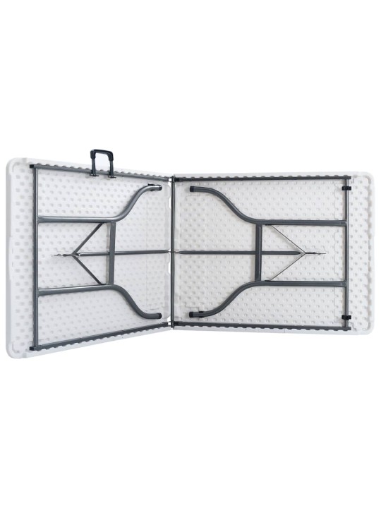 Kokoontaittuva ulkopöytä 2 penkkiä 180cm teräs & hdpe valkoinen