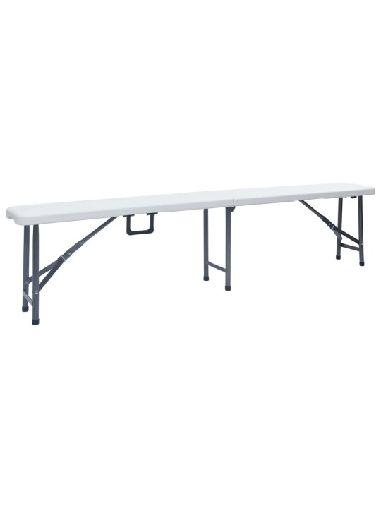 Kokoontaittuva ulkopöytä 2 penkkiä 180cm teräs & hdpe valkoinen