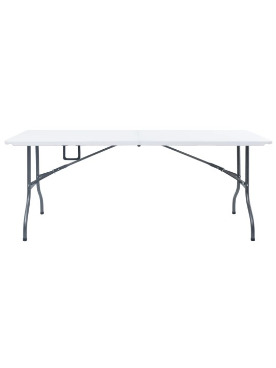 Kokoontaittuva ulkopöytä 2 penkkiä 180cm teräs & hdpe valkoinen