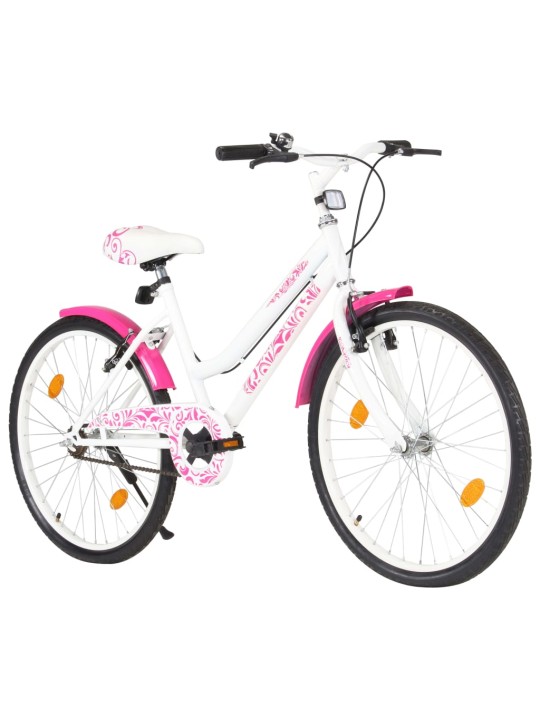 Lasten pyörä 24" pinkki ja valkoinen