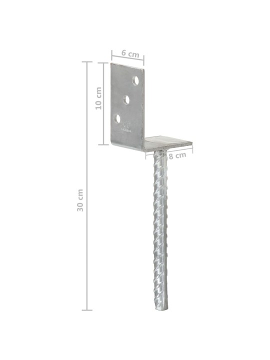 Aita-ankkurit 6 kpl hopea 8x6x30 cm galvanoitu teräs