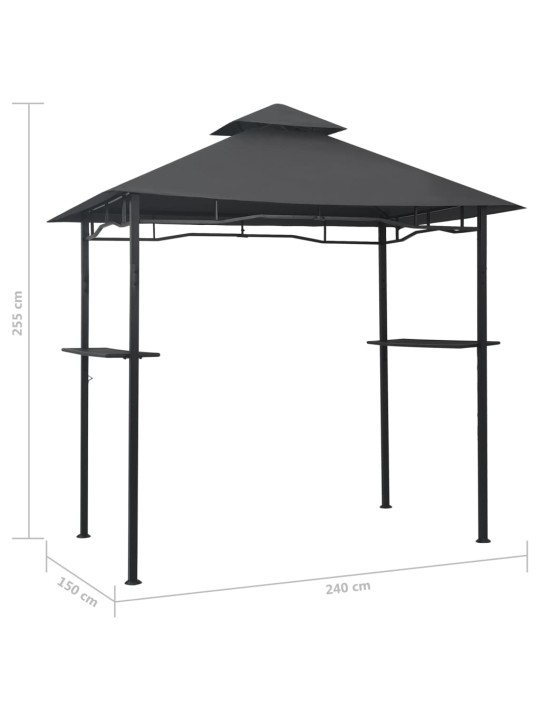 BBQ-huvimaja 240x150x255 cm antrasiitti teräs