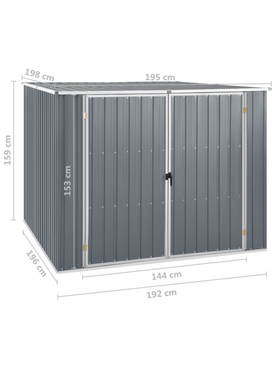 Puutarhavaja harmaa 195x198x159 cm galvanoitu teräs