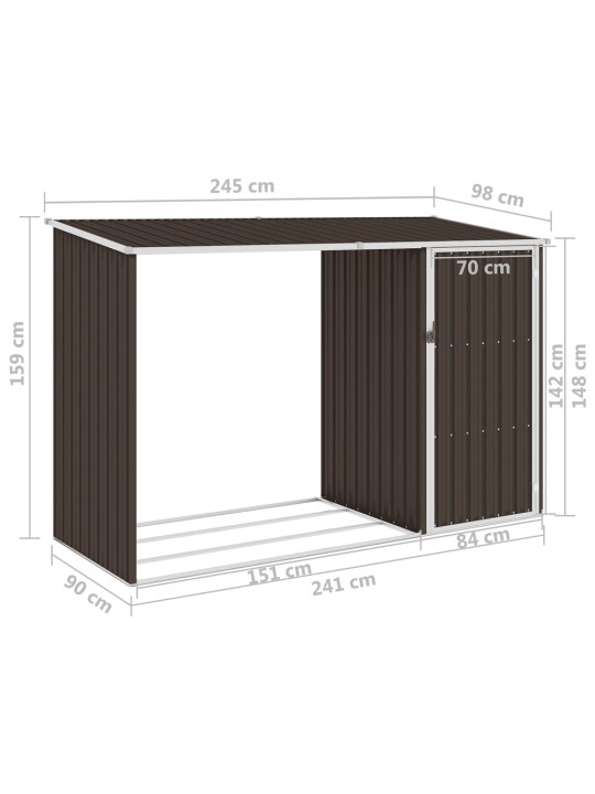 Puutarhan polttopuuvaja ruskea 245x98x159 cm galvanoitu teräs