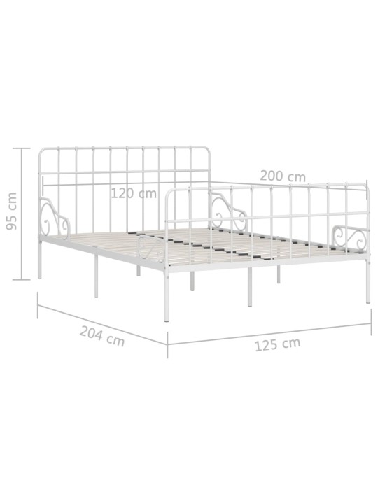 Sängynrunko sälepohjalla valkoinen metalli 120x200 cm