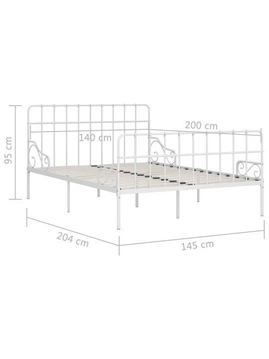 Sängynrunko sälepohjalla valkoinen metalli 140x200 cm