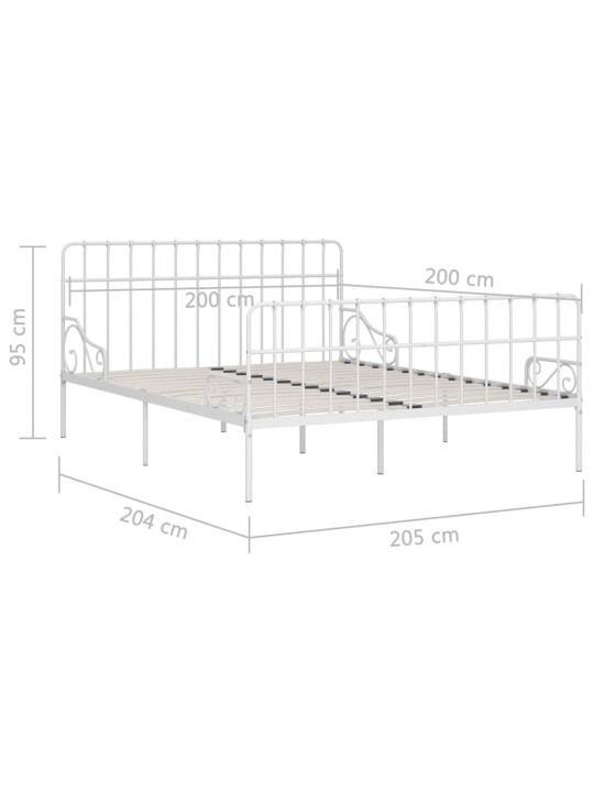 Sängynrunko sälepohjalla valkoinen metalli 200x200 cm