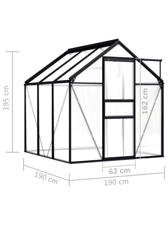 Kasvihuone antrasiitti alumiini 3,61 m²