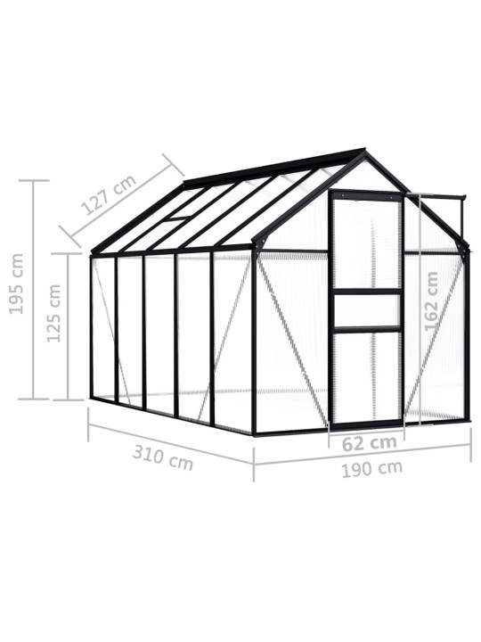 Kasvihuone antrasiitti alumiini 5,89 m²