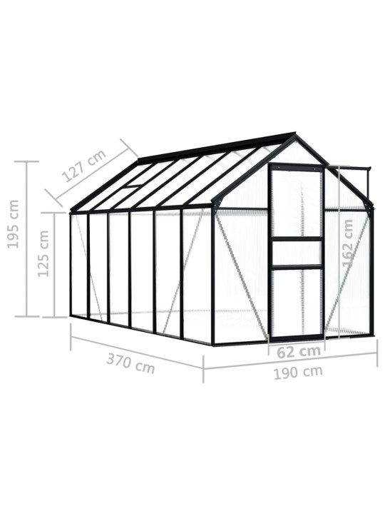 Kasvihuone antrasiitti alumiini 7,03 m²