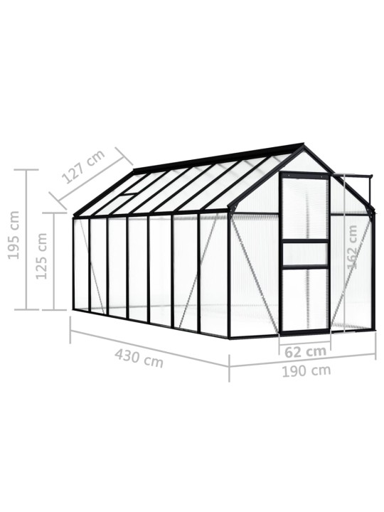 Kasvihuone antrasiitti alumiini 8,17 m²