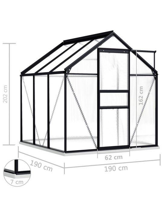 Kasvihuone alumiinirungolla antrasiitti 3,61 m²