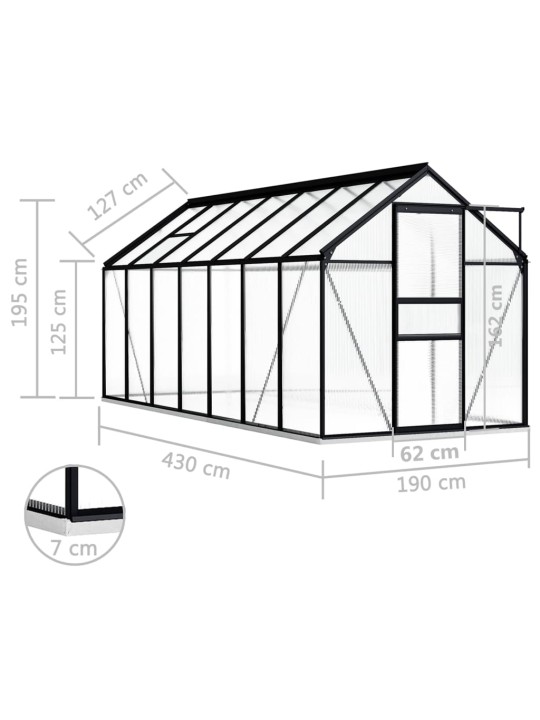 Kasvihuone alumiinirungolla antrasiitti 8,17 m²