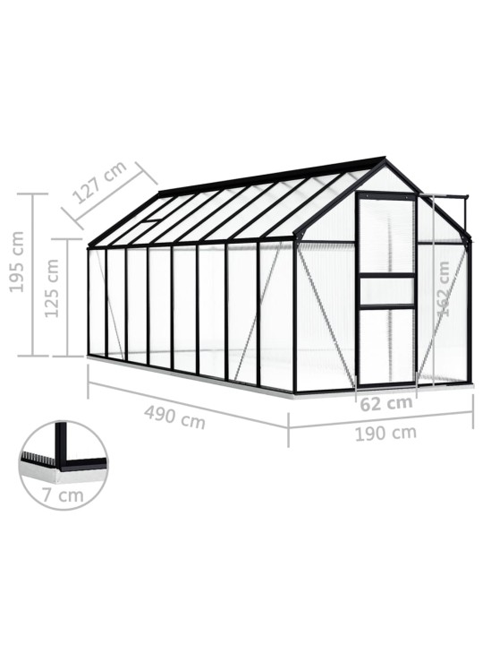 Kasvihuone alumiinirungolla antrasiitti 9,31 m²