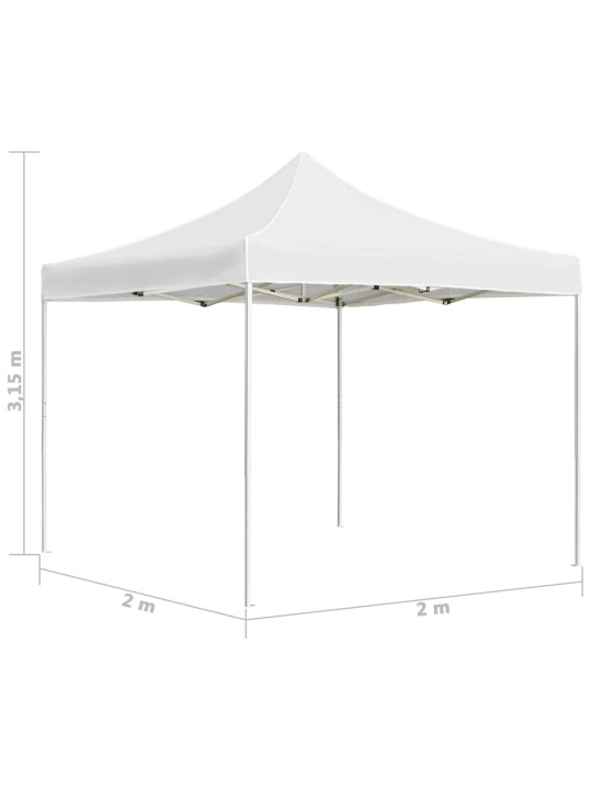 Kokoontaittuva juhlateltta alumiini 2x2 m valkoinen