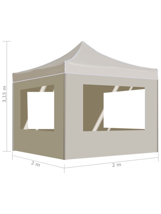 Kokoontaittuva juhlateltta seinillä alumiini 2x2 m kerma