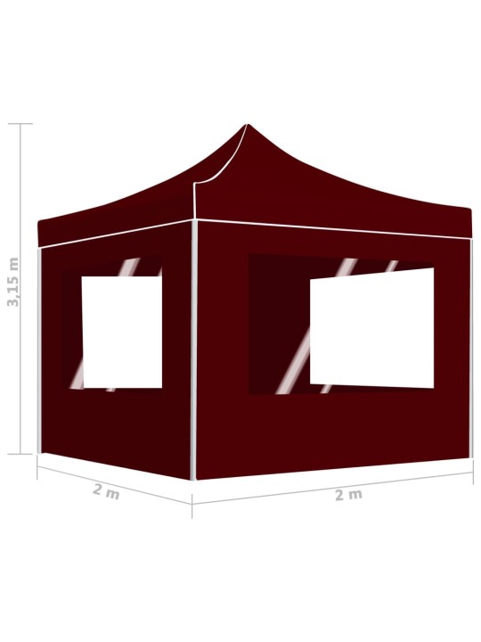 Kokoontaittuva juhlateltta seinillä alumiini 2x2 m viininpun.