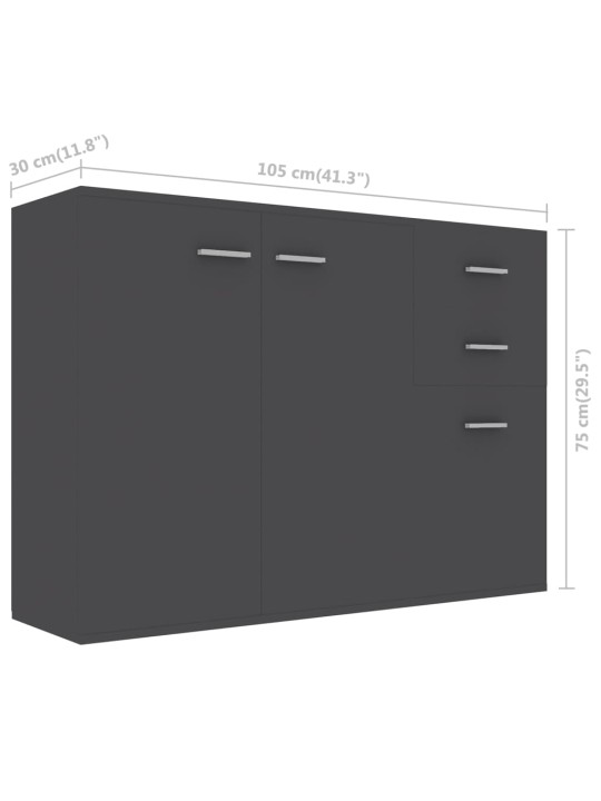 Senkki harmaa 105x30x75 cm lastulevy