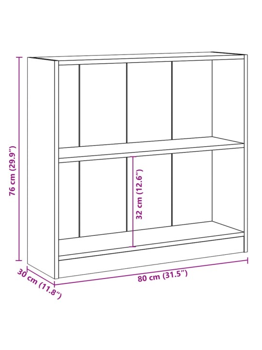 Kirjahylly betoninharmaa 80x24x75 cm lastulevy