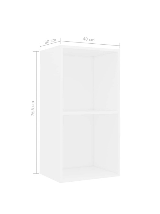 Kirjahylly valkoinen 40x30x76,5 cm engineered wood