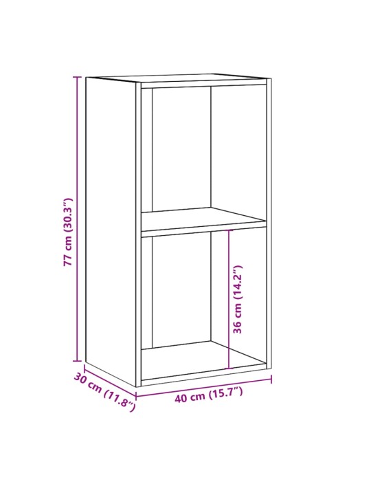 2-tasoinen kirjahylly betoninharmaa 40x30x76,5 cm lastulevy