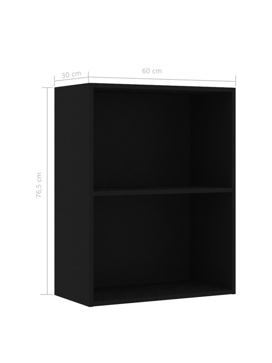 Kirjahylly musta 60x30x76,5 cm tekninen puu
