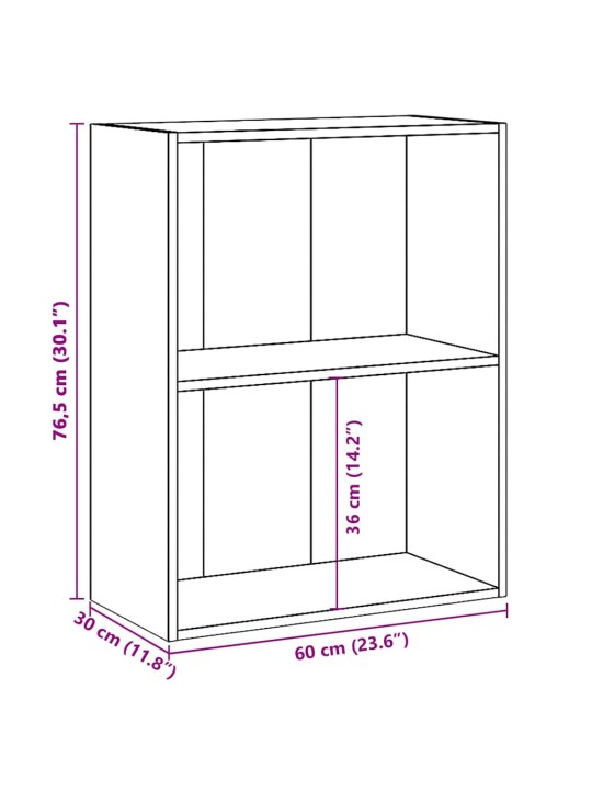 2-tasoinen kirjahylly Sonoma-tammi 60x30x76,5 cm lastulevy