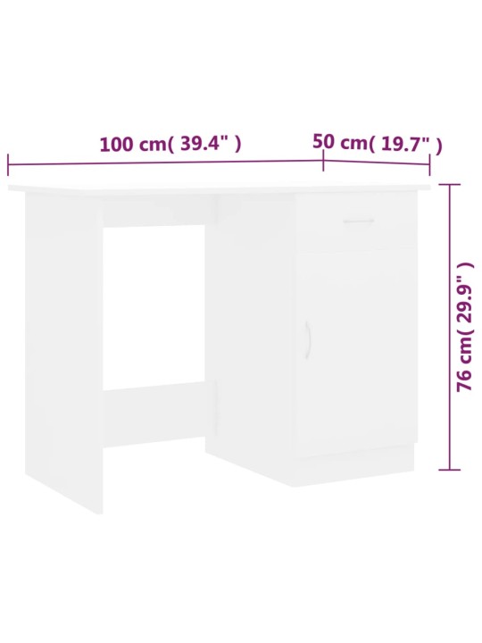 Työpöytä valkoinen 100x50x76 cm lastulevy