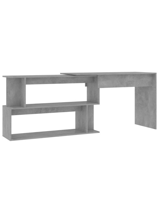 Kulmapöytä betoninharmaa 200x50x76 cm lastulevy