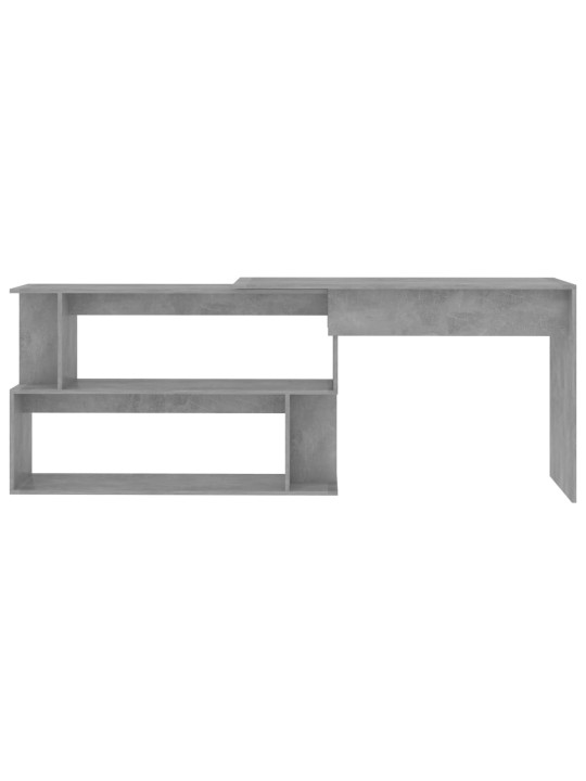 Kulmapöytä betoninharmaa 200x50x76 cm lastulevy