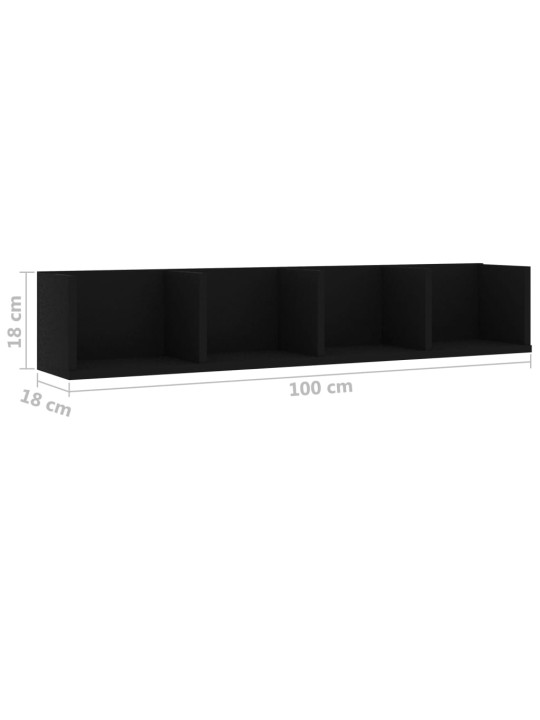 CD-seinähylly musta 100x18x18 cm lastulevy