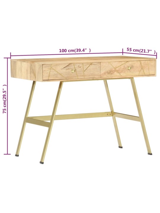 Kirjoituspöytä vetolaatikoilla 100x55x75 cm täysi mangopuu