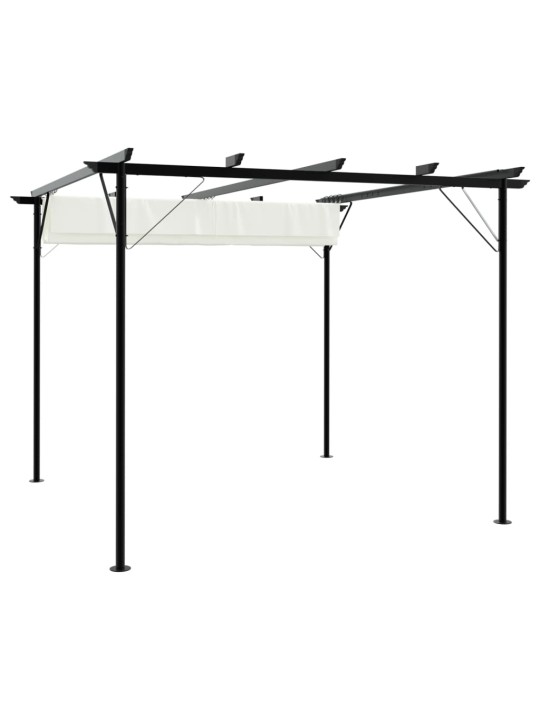 Pergola sisäänvedettävällä katolla kermanvalkoinen 3x3 m teräs